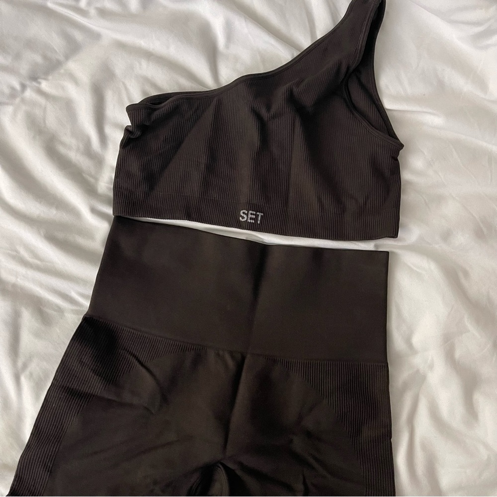 Set Active Sculptflex Power Shoulder Bra & Shorts Espresso